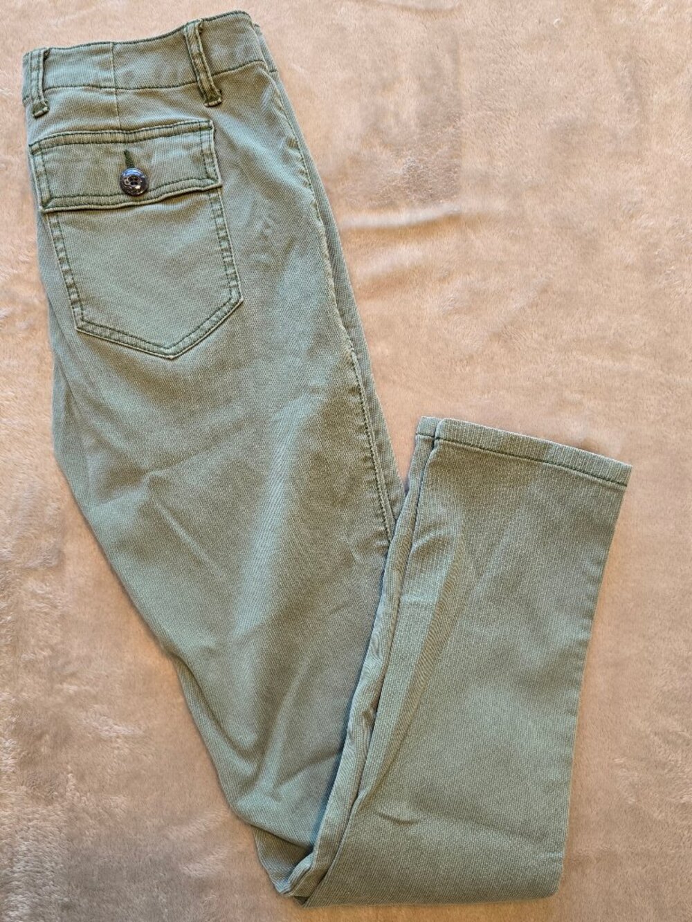 cabi "The Quest" Slim Skinny Corduroy Utility Pants Sage Olive Green - Size 4